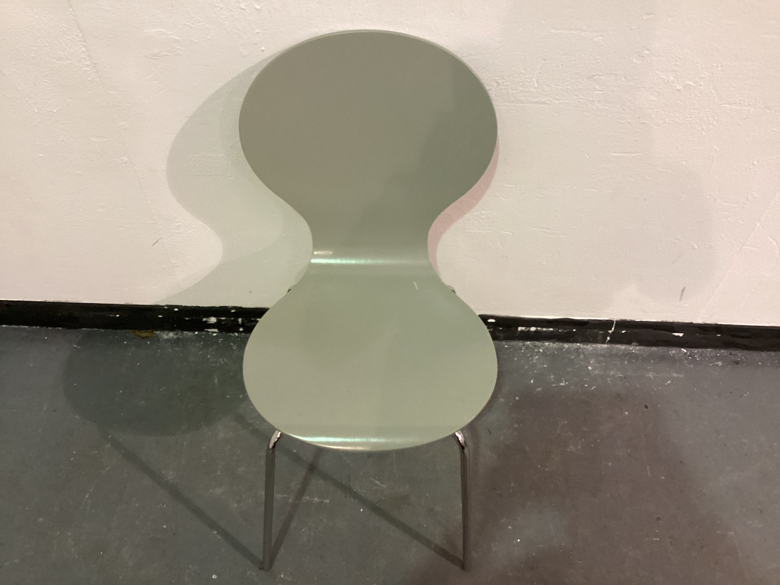 Grey Wooden Chair With Metal Legs