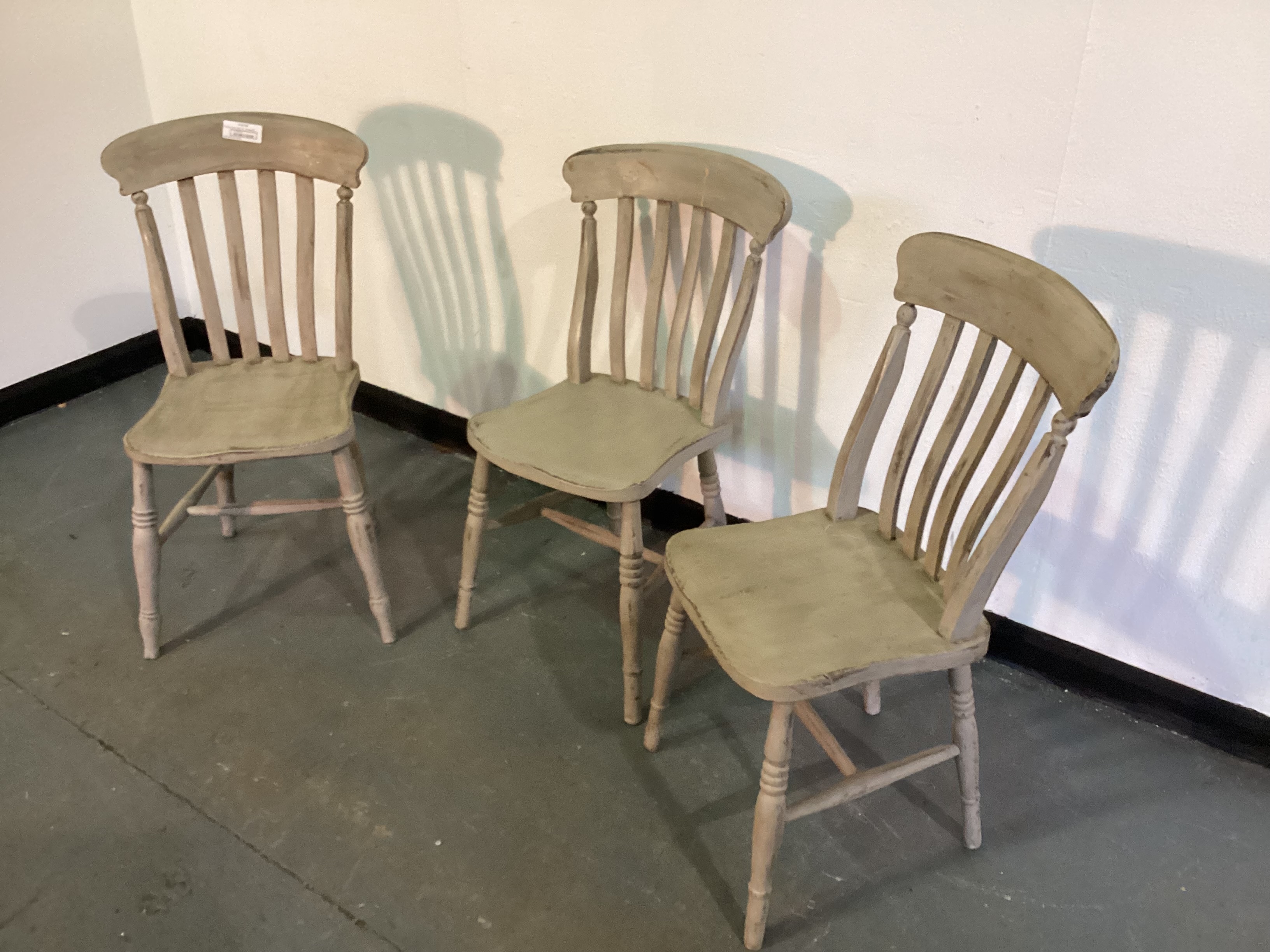 3 painted pine chairs 