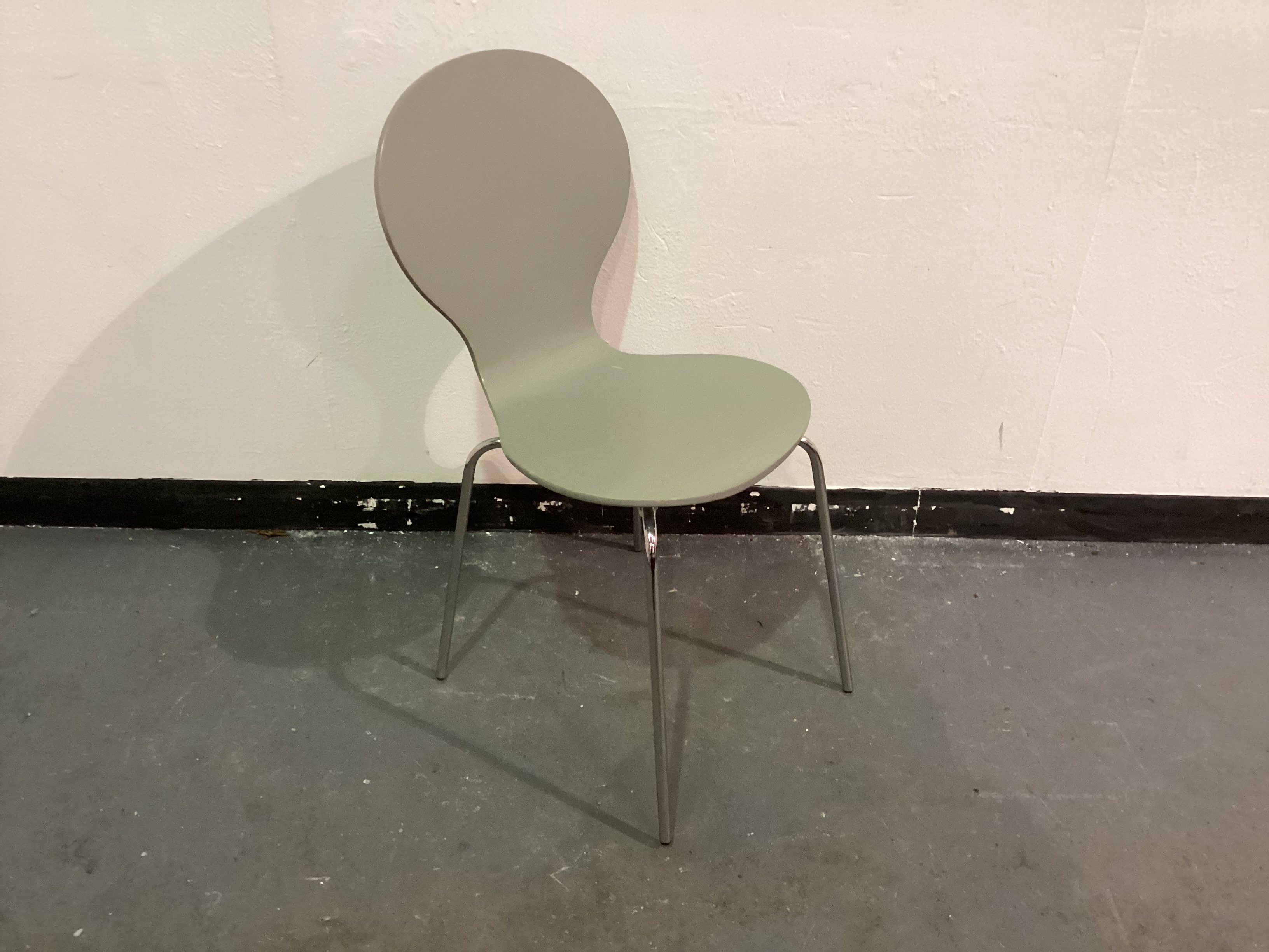 Grey Wooden Chair With Metal Legs