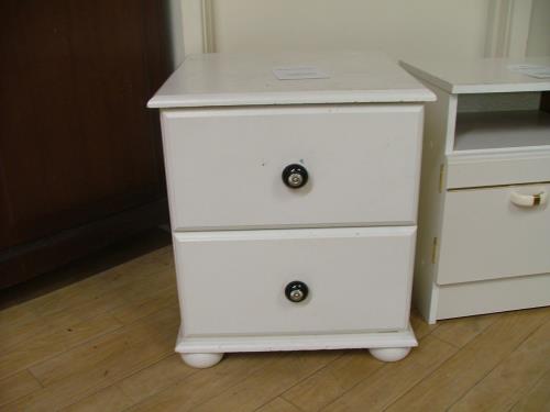 White Bedside Cabinet with Gold Stripe