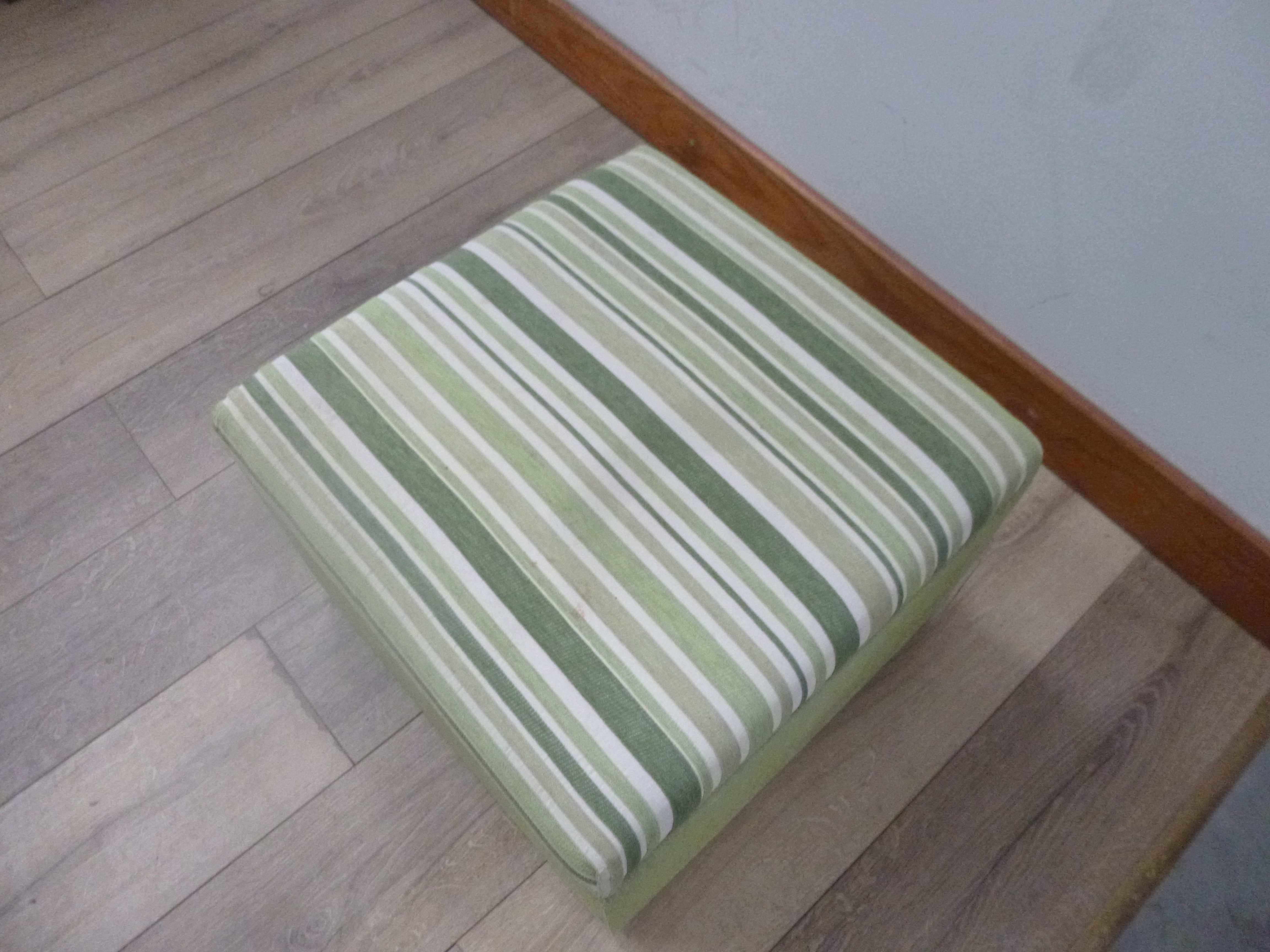 Green/White Striped Storage Footstool