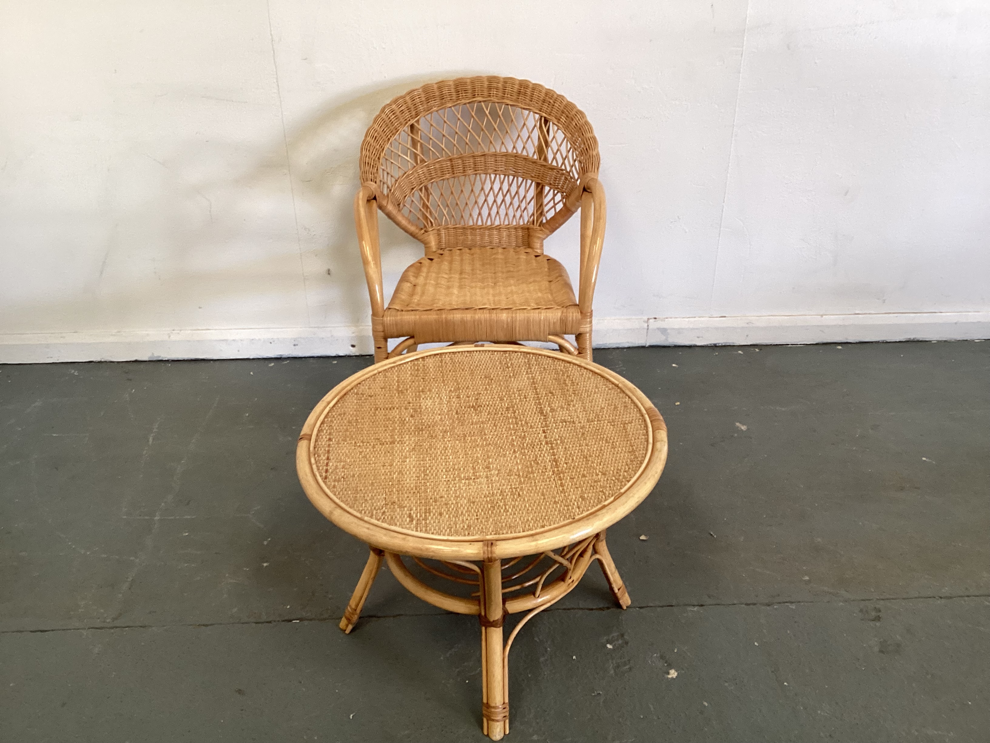   Cane Armchair and Table