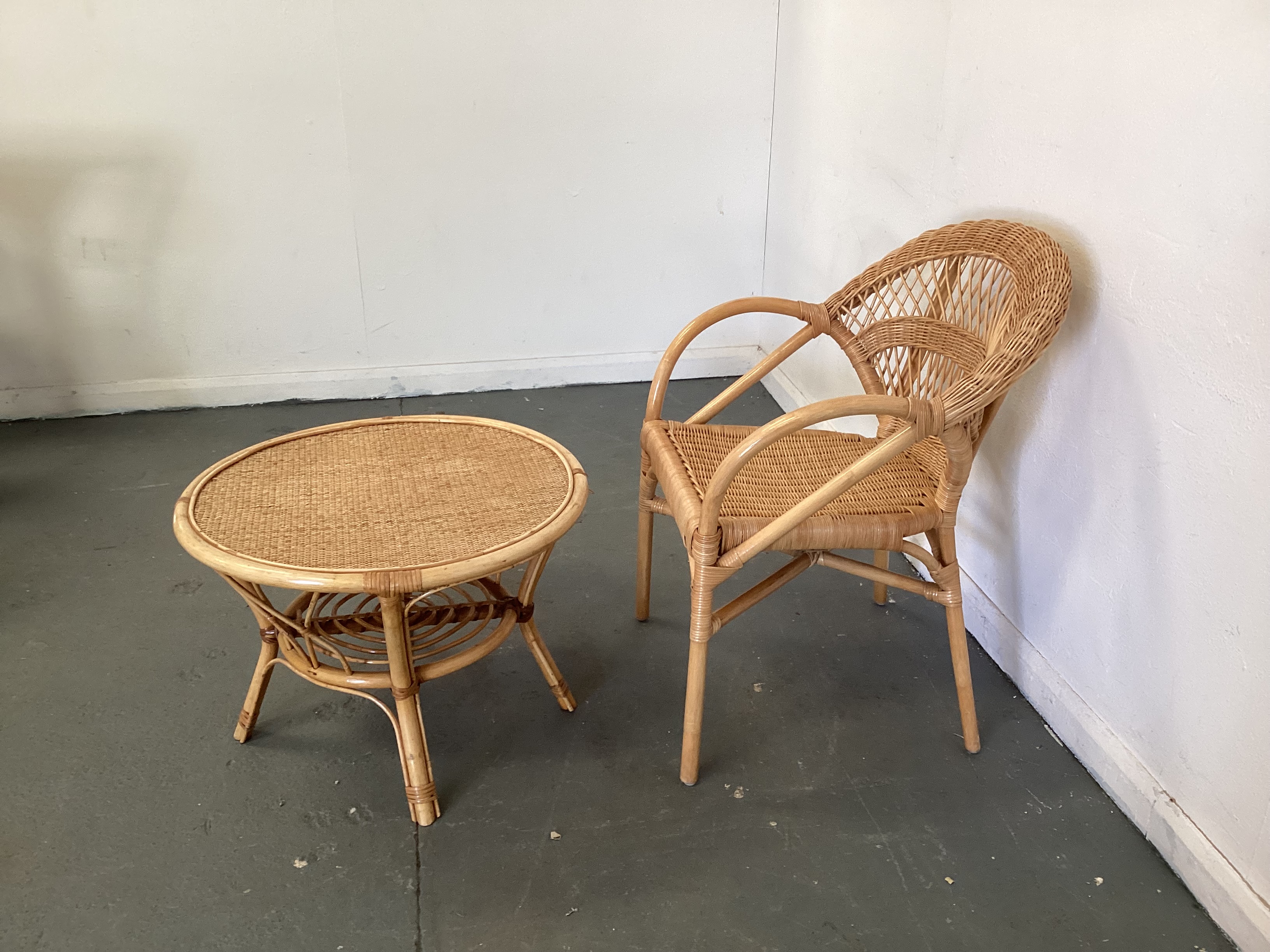   Cane Armchair and Table