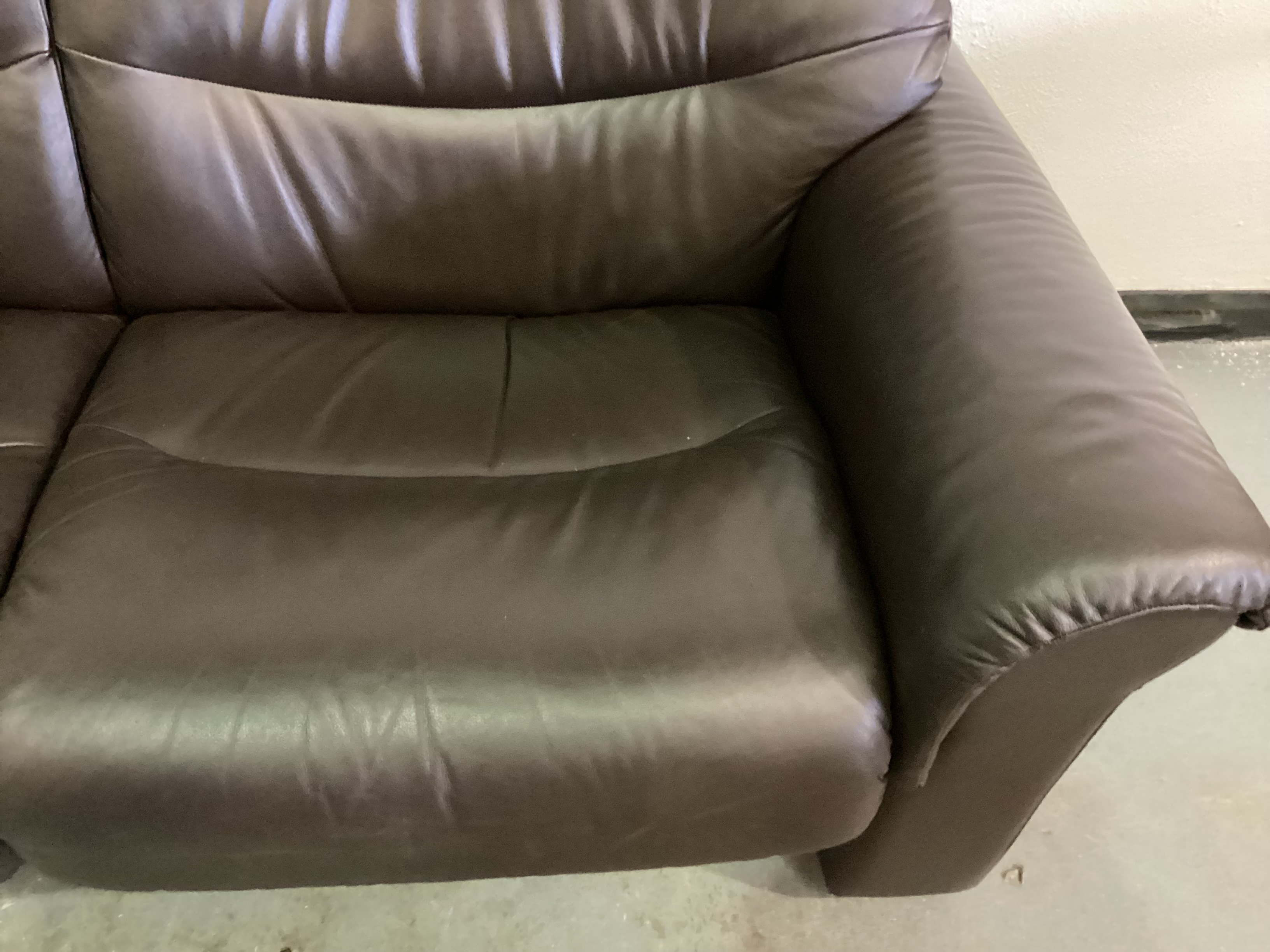 Dark Brown Leather Stressless 2 Seater Sofa