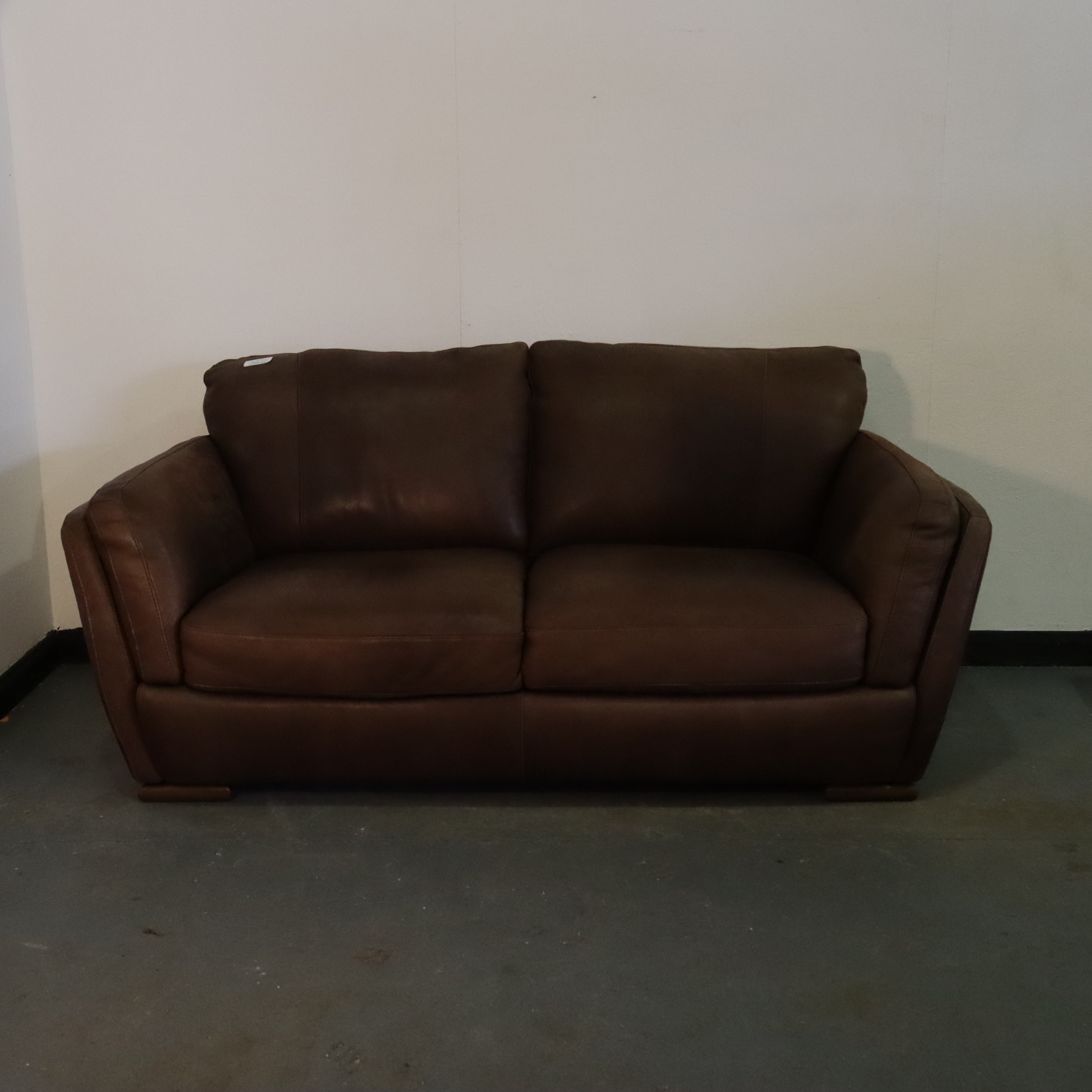 Large Brown Leather Sofa  2 Seater