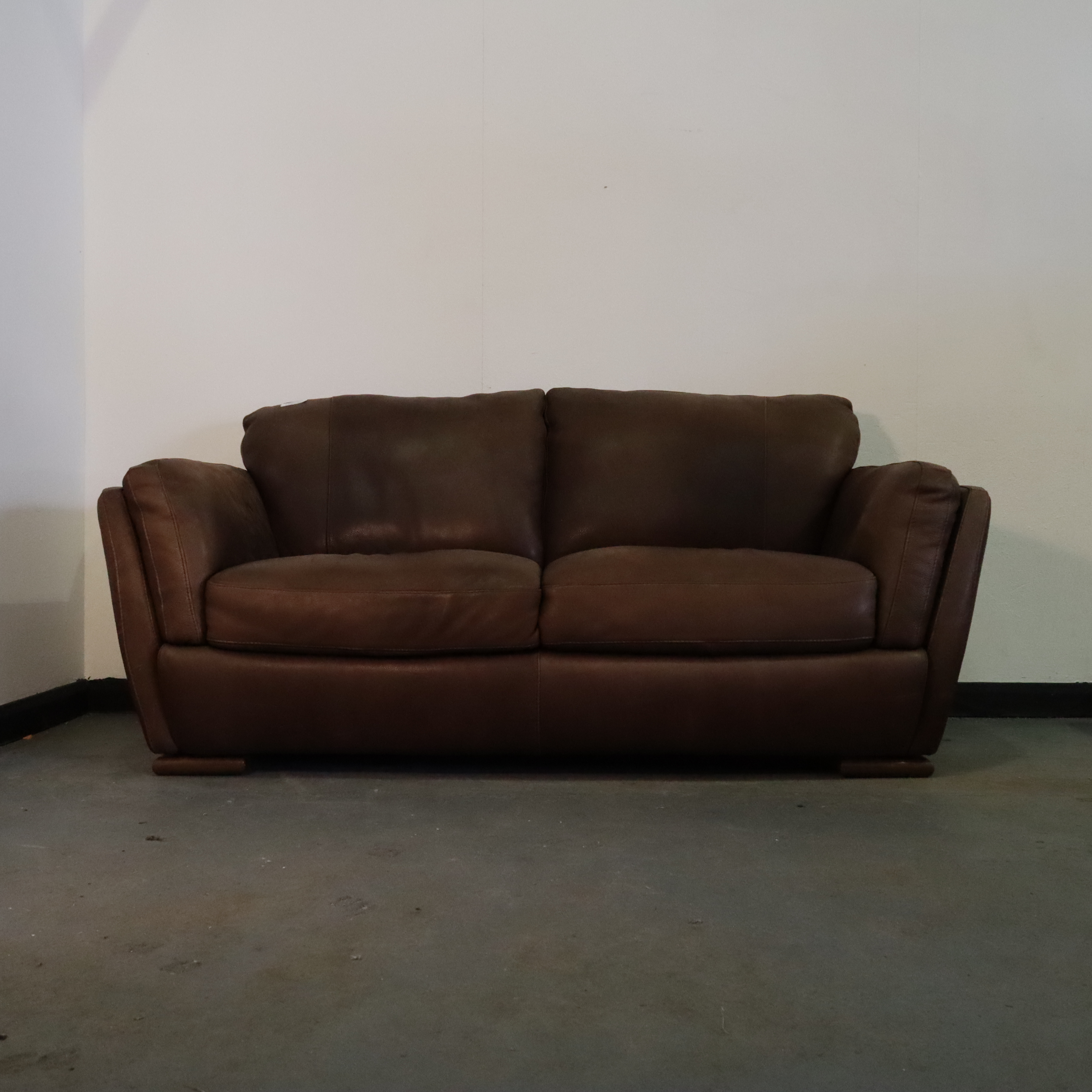 Large Brown Leather Sofa  2 Seater
